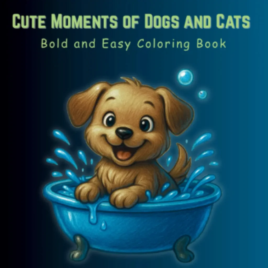 Cute Moments of Dog and Cats coloring book