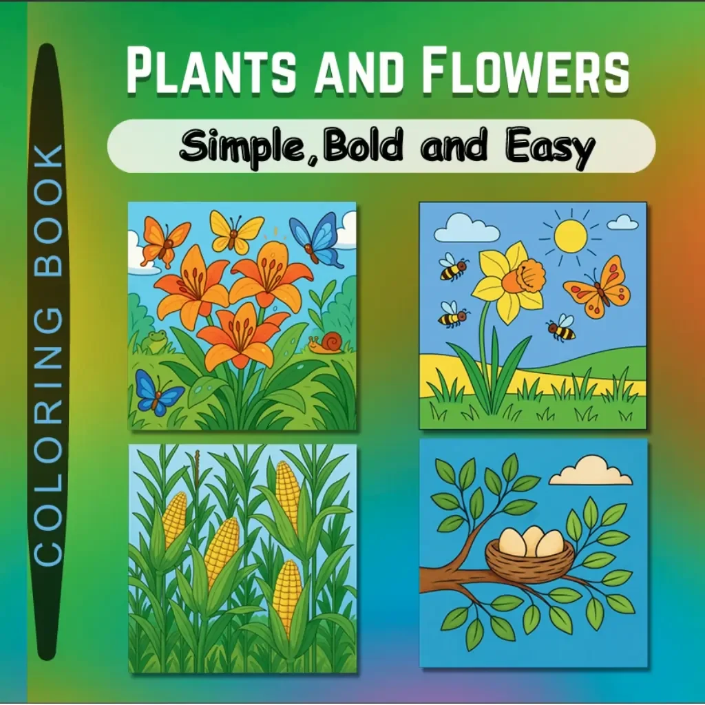 flower and plants coloring book